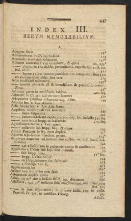 Index III. Rervm Memorabilivm.
