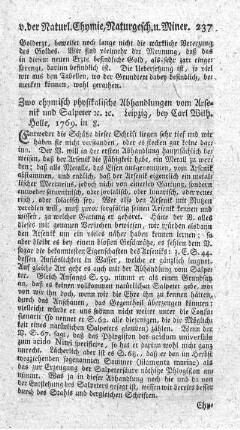 Zwo chymisch physikalische Abhandlungen vom Arsenik und Salpeter.