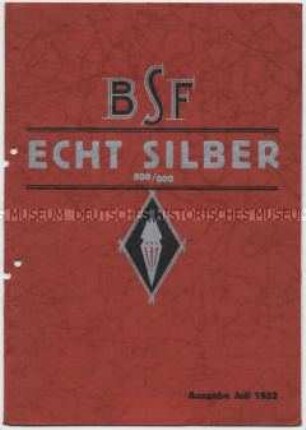 Preisliste über silberne Bestecke