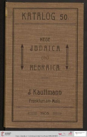 Nr. 50: Katalog: Neue Judaica und Hebraica