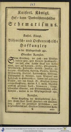 Kaiserl. Königl. Hof- dann Vorderösterreichischer Schematismus.