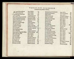 Table de chansons