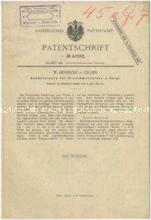 Patentschrift eines Schüttelwerkes für Dreschmaschinen u. dgl., Patent-Nr. 41862
