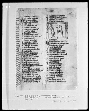 Le pélerinage de la vie humaine — Frau und Pilger, Folio 48recto