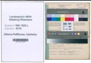 Entnazifizierung Karlheinz Zilkens-Peiffhoven , geb. 14.06.1922 (Rechtspfleger)