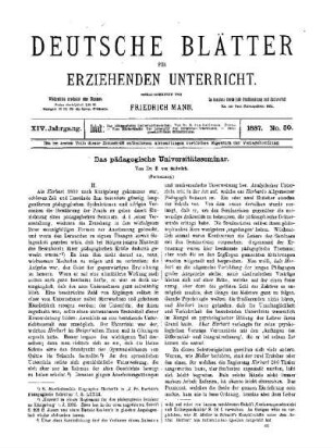 Das pädagogische Universitätsseminar : (Fortsetzung)