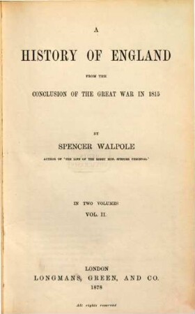 A history of England from the conclusion of the great war in 1815, 2