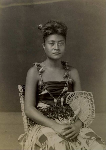 "Woman with festive jewellery, Samoa Islands"