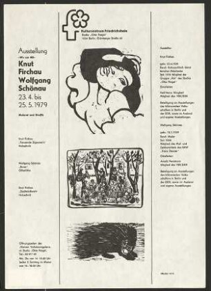 Ausstellungswerbung: "- Wir um 40 - Knut Firchau / Wolfgang Schönau" vom 23.04. bis zum 25.05.1979