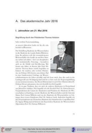 A. Das akademische Jahr 2016