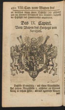 Das IX. Capitel. Vom Wapen des Hertzogs von Savoyen