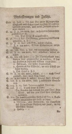 Verbesserungen und Zusätze