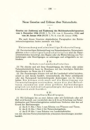 Neue Gesetze und Erlässe über Naturschutz