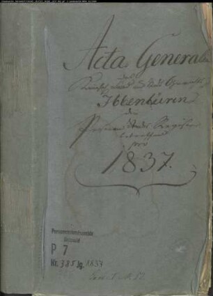 Kirchenbuchduplikate der Stadt- und Landgemeinde Ibbenbüren und den Gemeinden Brochterbeck, Halverde, Hopsten, Ibbenbüren, Mettingen, Recke und Schale, Kreis Tecklenburg (GHT 1837). (Gemeinde: Ibbenbüren)