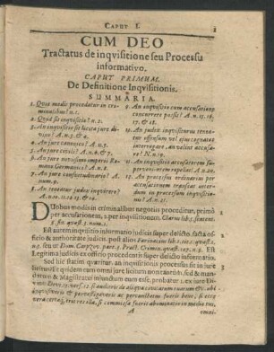 Caput Primum. De Definitione Inquisitionis.