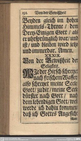 Von der Gewißheit der Seligkeit