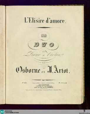 L' Elisire d'amore : grand duo pour piano et violon