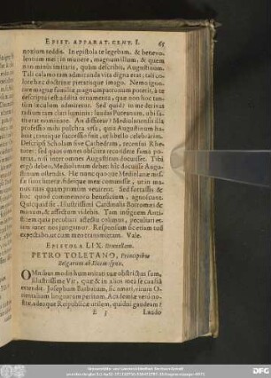 Epistola LIX. Bruxellam. Petro Toletano, Principibus Belgarum ab Eleemosynis.