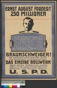 Wahlplakat der USPD zum Thema Fürstenabfindung, herausgegeben zur Landtagswahl am 22. Januar 1922