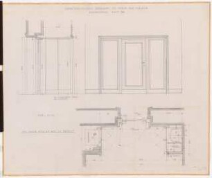 Preußischer Landtag, Berlin Umbau zum »Haus der Flieger«: Umbau Stabsamt, Raum 14 (Tür und Wandverkleidung): Ansicht, Schnitt, Grundriss 1:10