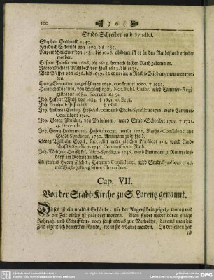 Cap. VII. Von der Stadt-Kirche zu S. Lorentz genannt
