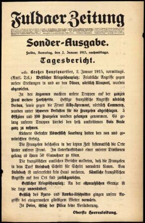 Zweite Ausgabe vom Samstag, den 02. Januar 1915.