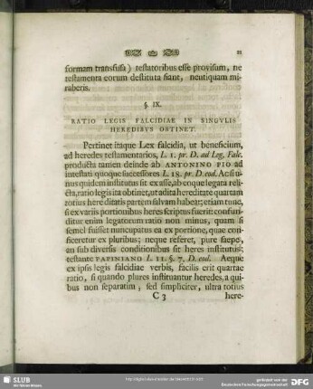§. IX. Ratio Legis Falcidiae In Singulis Heredibus Obtinet