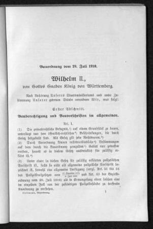 Bauberechtigung und Bauvorschriften im allgemeinen
