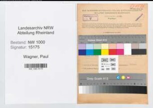 Entnazifizierung Paul Wagner, geb. 08.07.1893 (Bankbeamter)