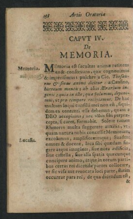 Caput IV. De Memoria.