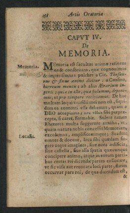 Caput IV. De Memoria.