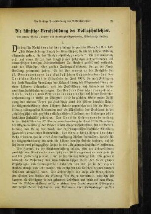 ¬Die¬ künftige Berufsbildung der Volksschullehrer