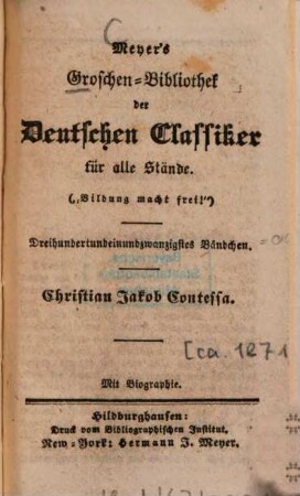 Christian Jakob Contessa : mit Biographie