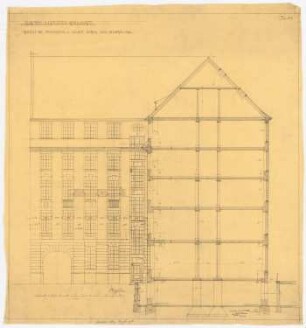 AEG-Hauptverwaltungsgebäude, Berlin: Querflügel: Querschnitt und Ansicht, 1:50
