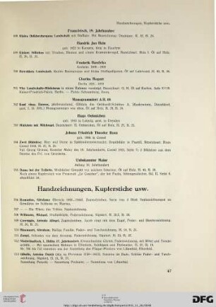 Handzeichnungen, Kupferstiche (Nr. 706-725)