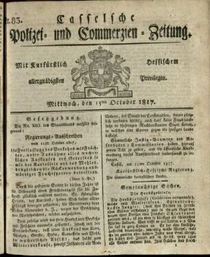 Nr. 83, Mittwoch, den 15ten October 1817