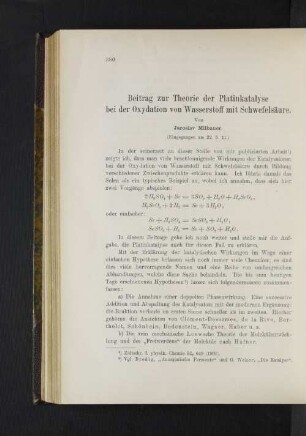 Beitrag zur Theorie der Platinkatalyse bei der Oxydation von Wasserstoff mit Schwefelsäure.