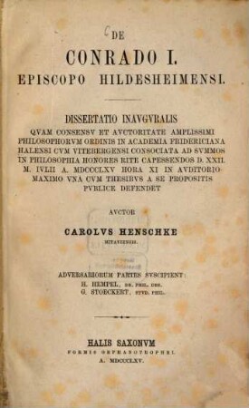 De Conrado I. episcopo Hildesheimensi