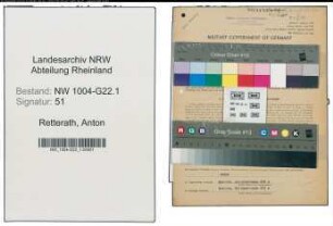 Entnazifizierung Anton Retterath , geb. 06.05.1900 (Kolonnenfuehrer)