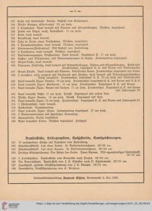 Kupferstiche, Lithographien, Holzschnitte, Handzeichnungen (Nr. 181 - 210)