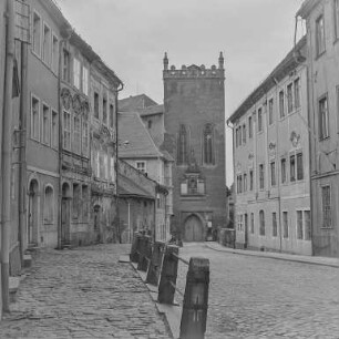 Bautzen, Altstadt : Bautzen. Schloßstraße. Blick zum Matthiasturm der Ortenburg