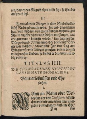 Titulus IIII. De Sponsalibus, Nuptiis Et Causis Matrimonialibus.