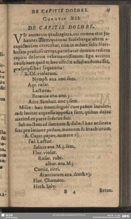 Curatio XII. De Capitis Dolore