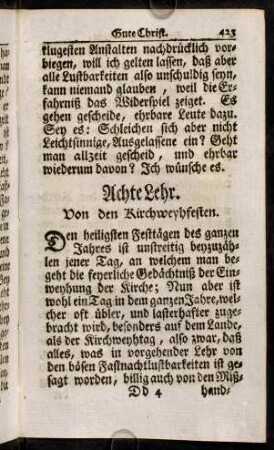 423-436, Achte Lehr. Von den Kirchweyhfesten