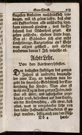 423-436, Achte Lehr. Von den Kirchweyhfesten