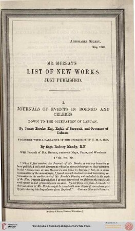 Mr. Murray's list of new works just published