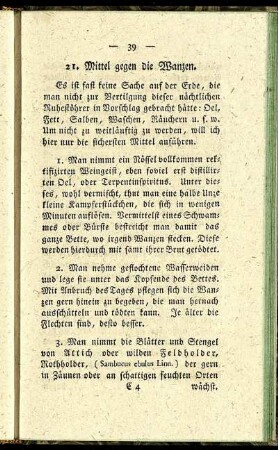 21. Mittel gegen die Wanzen. - 30. Mittel wider den Kornwurm.