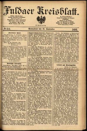 Erste Ausgabe vom Samstag, den 26. September 1896.