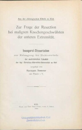 Zur Frage der Resection bei malignen Knochengeschwülsten der unteren Extremität