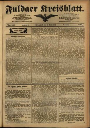 Erste Ausgabe vom Samstag, den 09. November 1907.